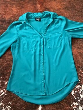 by & by Teal Button-Down Blouse